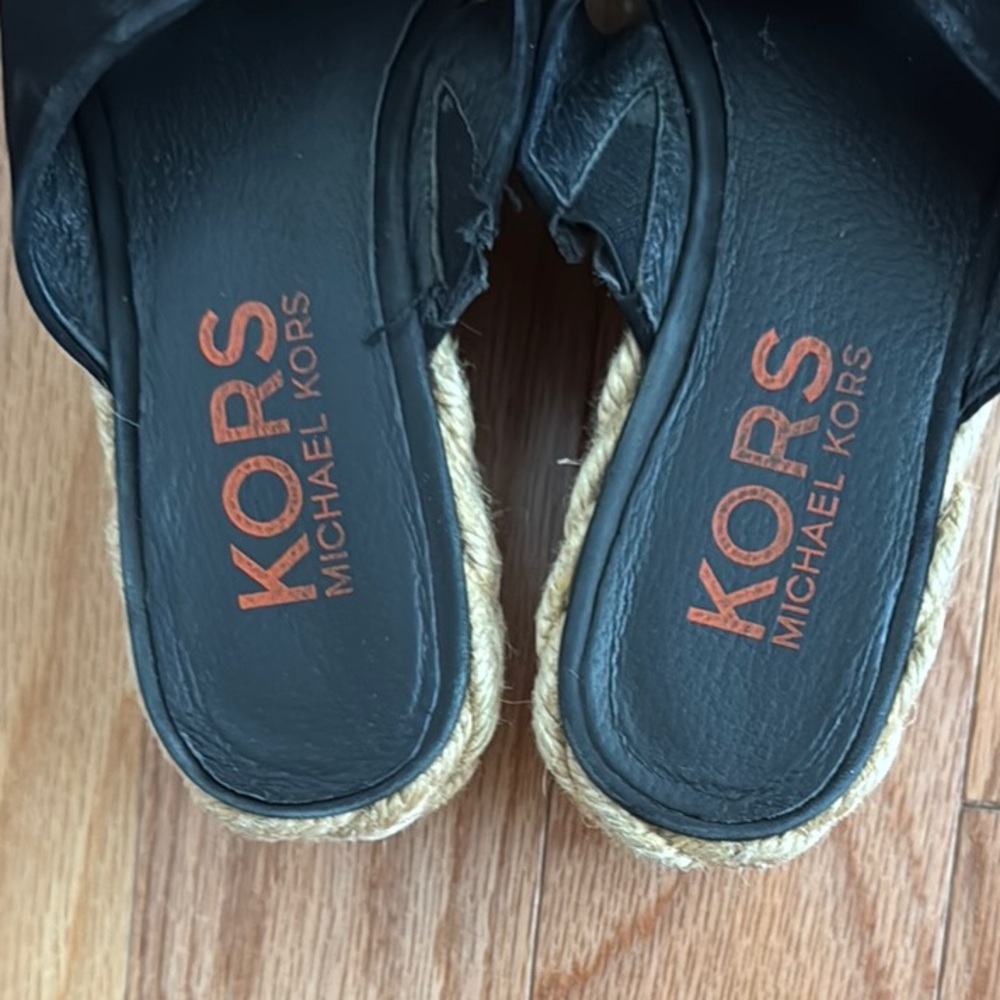 Michael Kors Black Espadrille Platform Slide Sandals - Picture 3 of 7